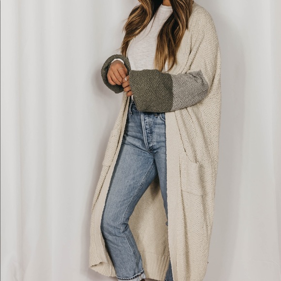 NEW// Cotton Pocketed Maxi Colorblock Duster - Picture 6 of 7